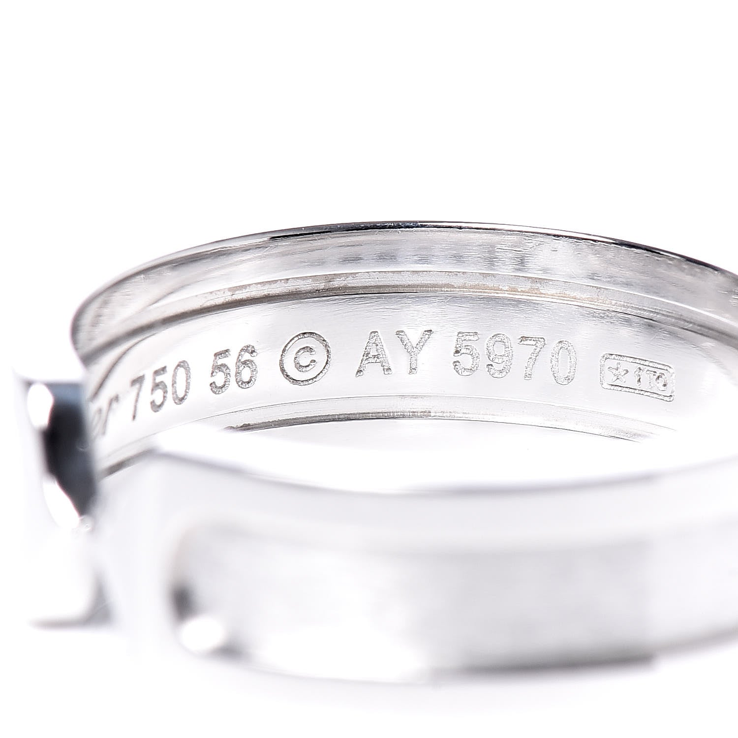 Cartier 18K White Gold 6.5mm C De Ring 56 7.5 5 of 6