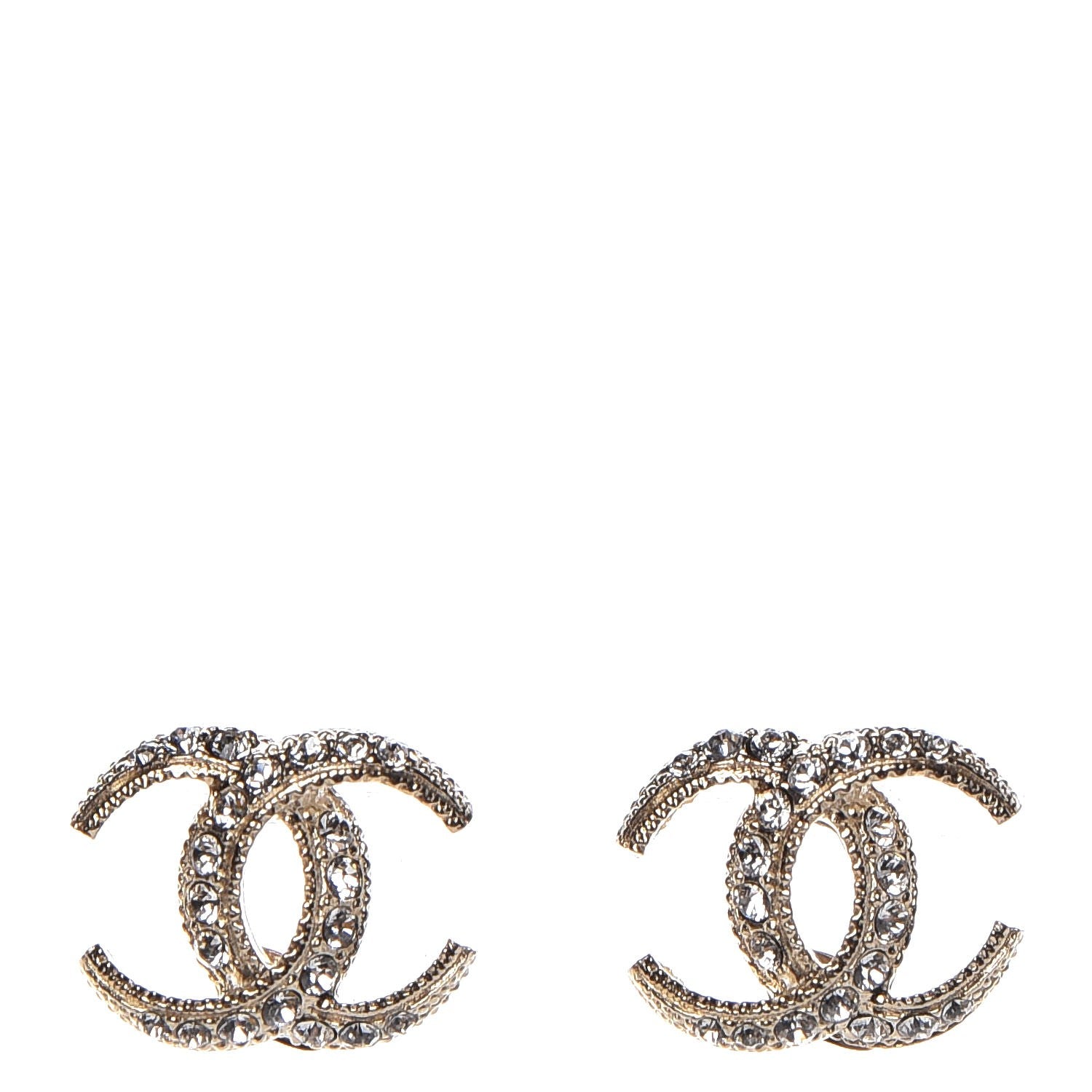 Chanel Crystal CC Moon Earrings Gold 1 of 5