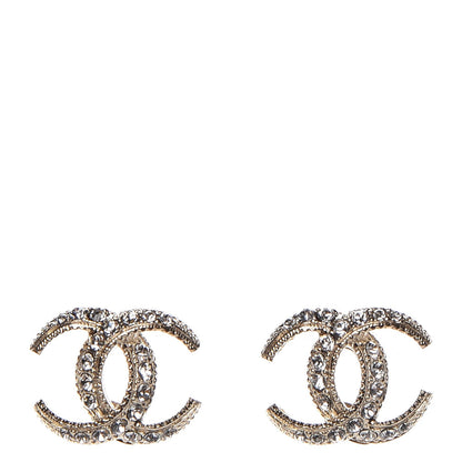 Chanel Crystal CC Moon Earrings Gold 1 of 5