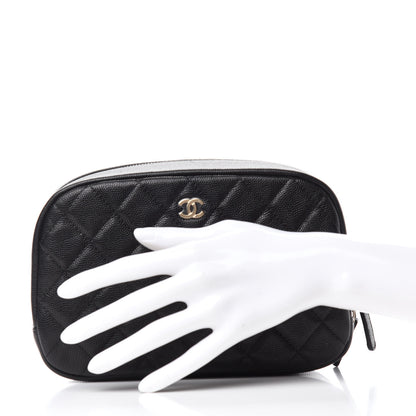 Chanel Caviar Quilted Curvy Pouch Cosmetic Case Black 2 of 8