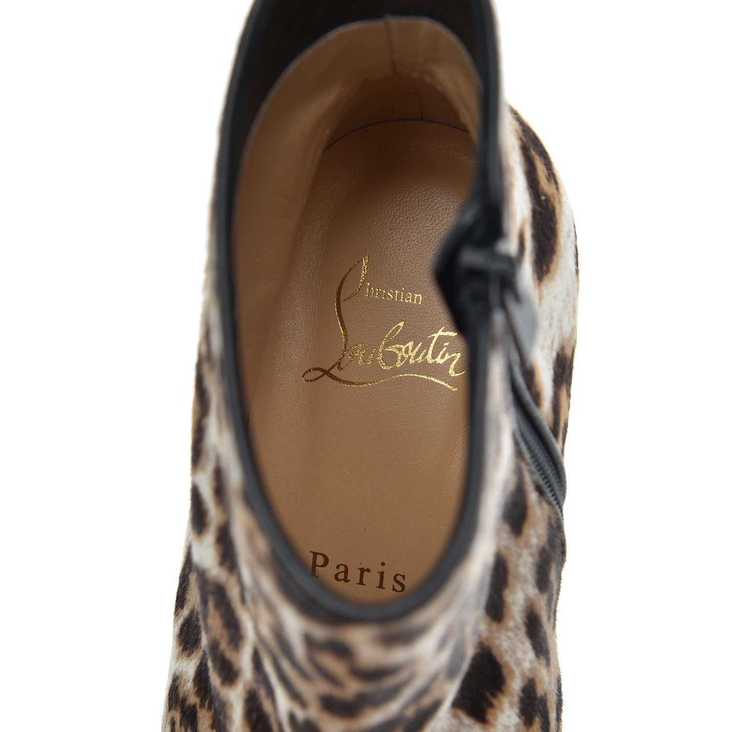 Christian Louboutin Pony Hair Leopard Turela 55 Ankle Boots 37 Black White 6 of 14