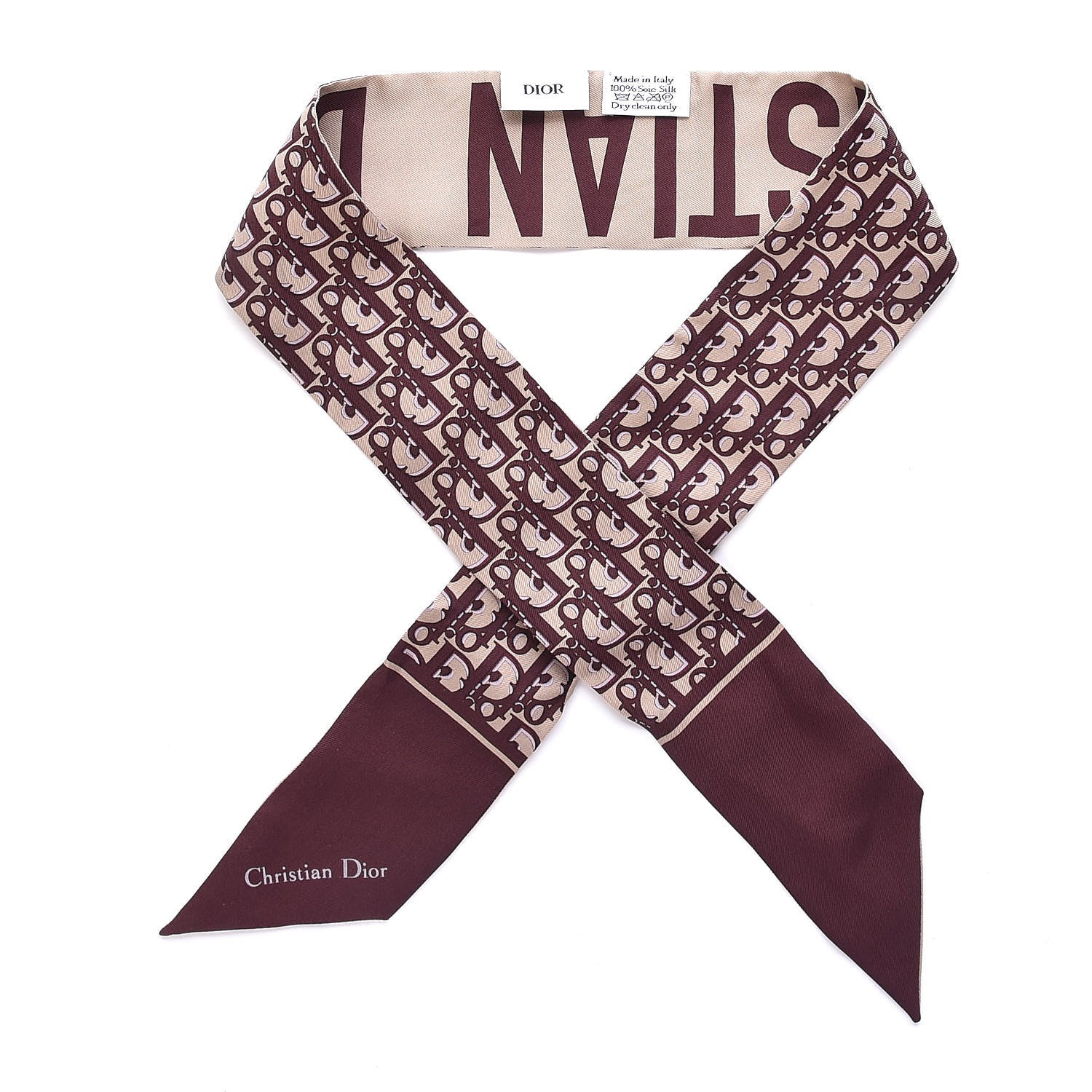 Christian Dior Silk Oblique Mitzah Scarf Bordeaux 1 of 4
