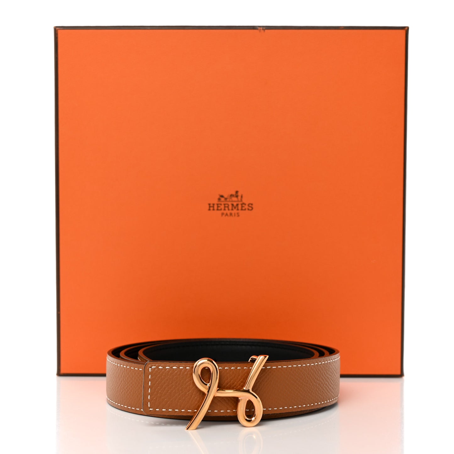 Swift Epsom 24mm H Cursives Belt 85 Black Gold