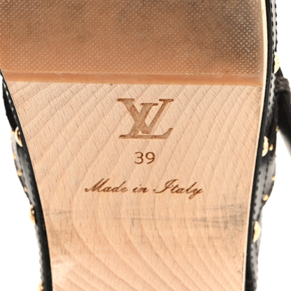 Louis Vuitton Calfskin Patent Monogram Cottage Clog Mules 39 Black 7 of 11