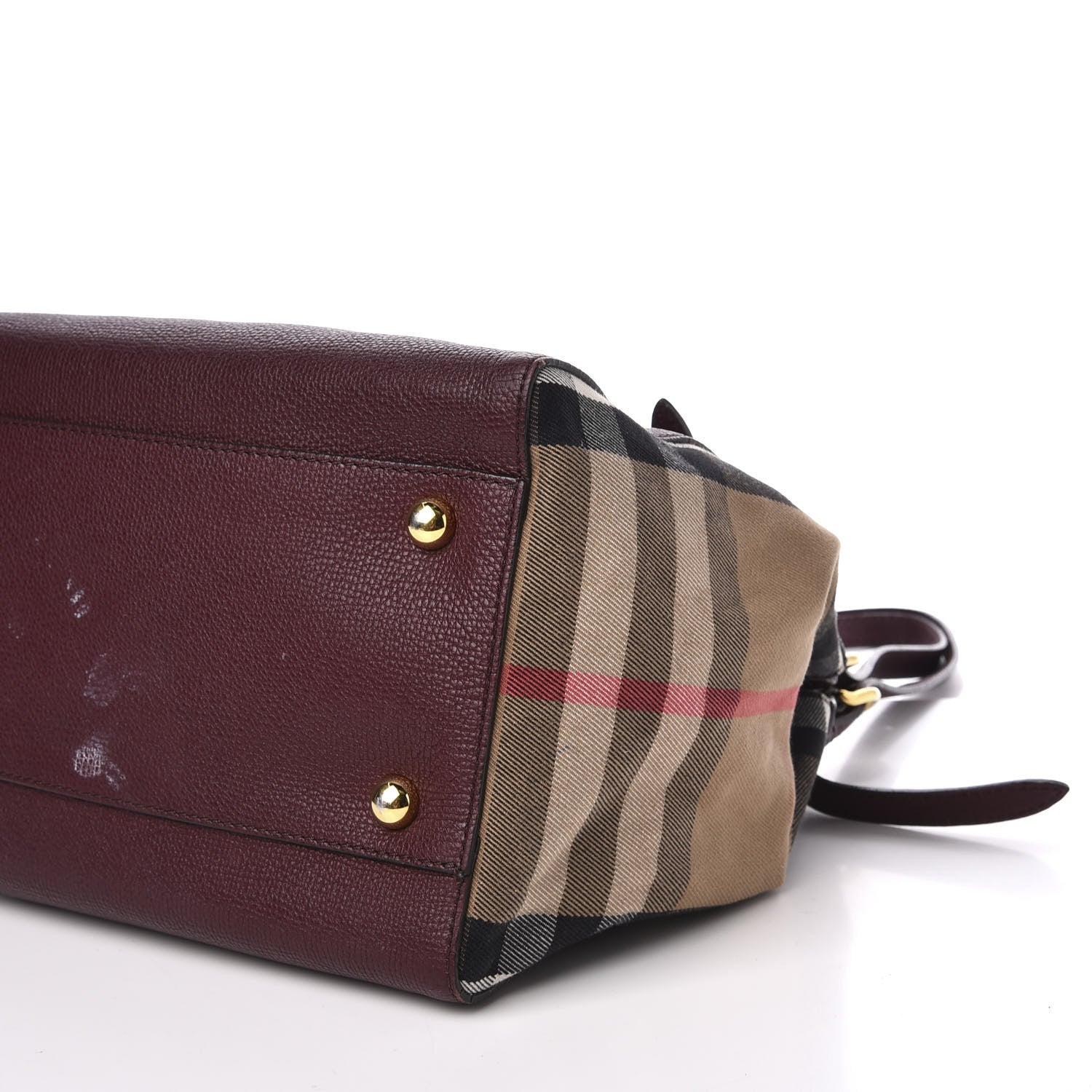 Burberry Grainy Calfskin House Check Small Canterbury Tote Burgundy 6 of 9
