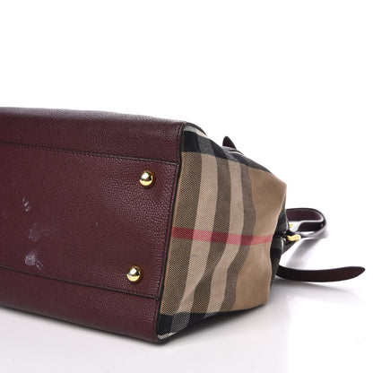 Burberry Grainy Calfskin House Check Small Canterbury Tote Burgundy 6 of 9