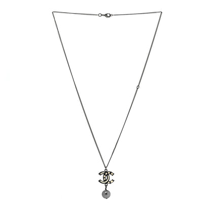 Chanel Pearl CC Pendant Necklace Ruthenium Grey 3 of 9