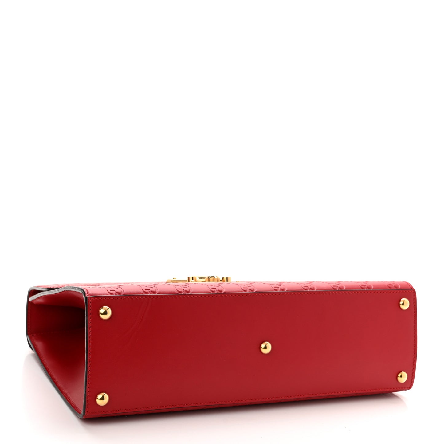 Guccissima Signature Medium Padlock Top Handle Bag Hibiscus Red