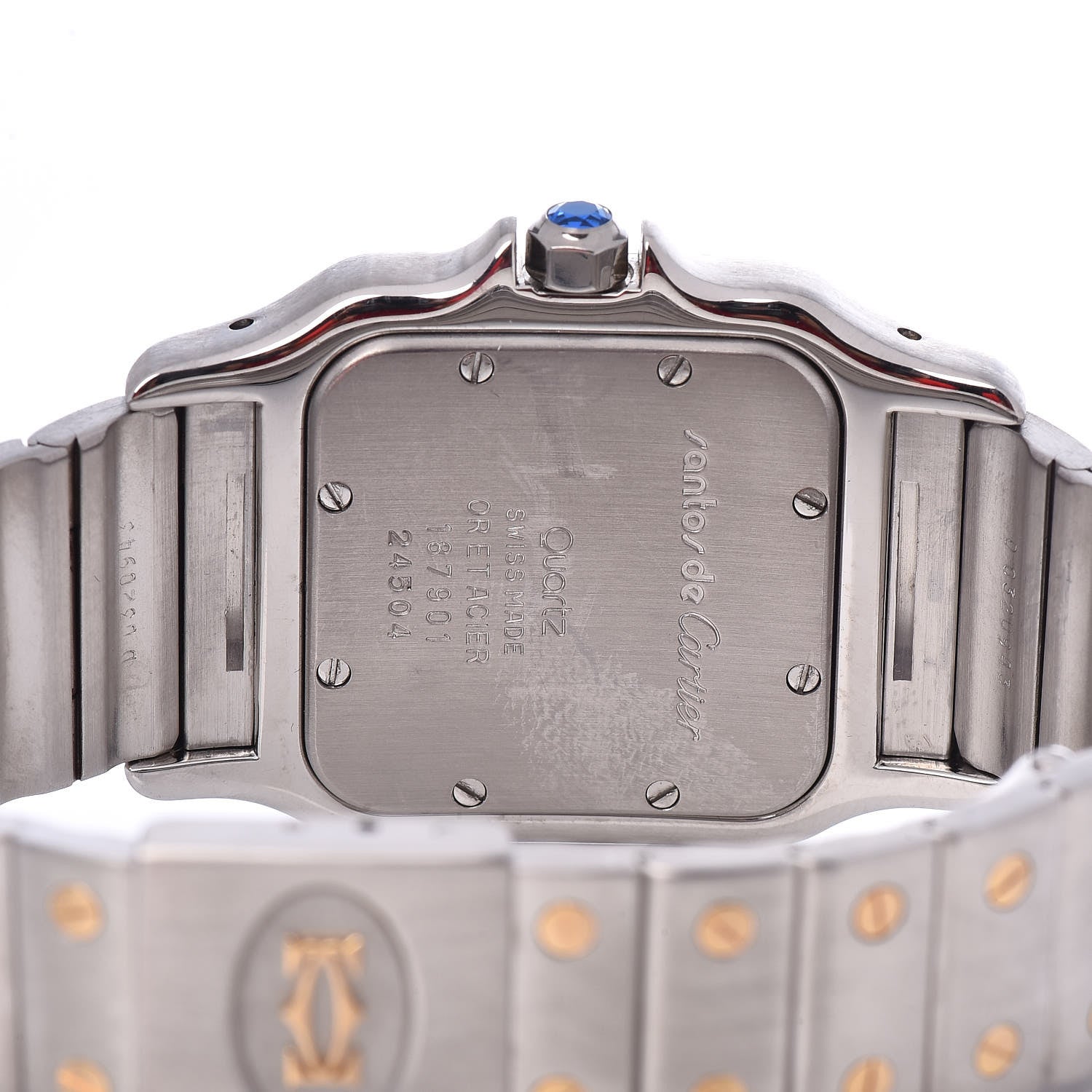 Cartier Stainless Steel 18K Yellow Gold 29mm Santos De Galbee Quartz Watch 9 of 10
