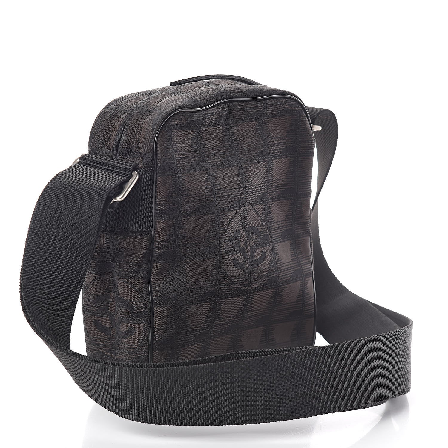 Chanel Nylon Travel Crossbody Bag Brown Black 3 of 10