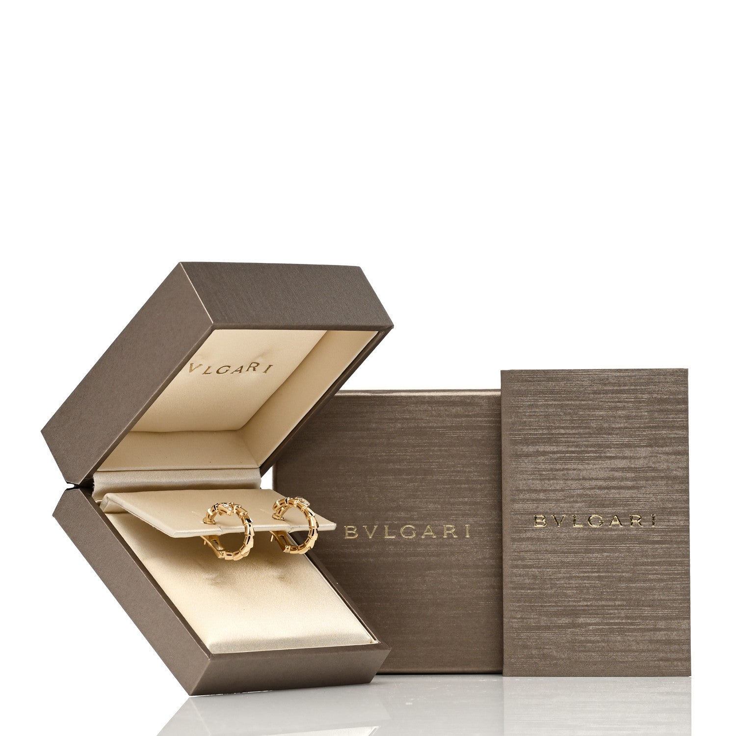 Bulgari 18K Yellow Gold Diamond Serpenti Viper Hoop Earrings 5 of 5