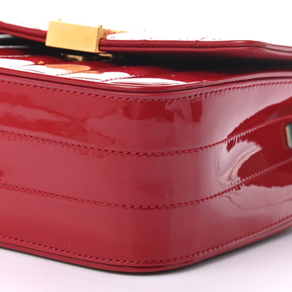 Saint Laurent Patent Matelasse Monogram Small Vicky Chain Bag Red 8 of 8