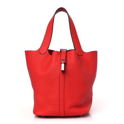 Hermes Taurillon Clemence Picotin Lock 22 MM Rouge Casaque 1 of 10