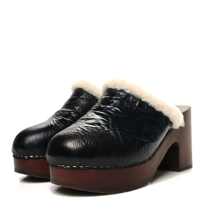 Chanel Crackled Sheepskin CC Mules 39 Black 3 of 9