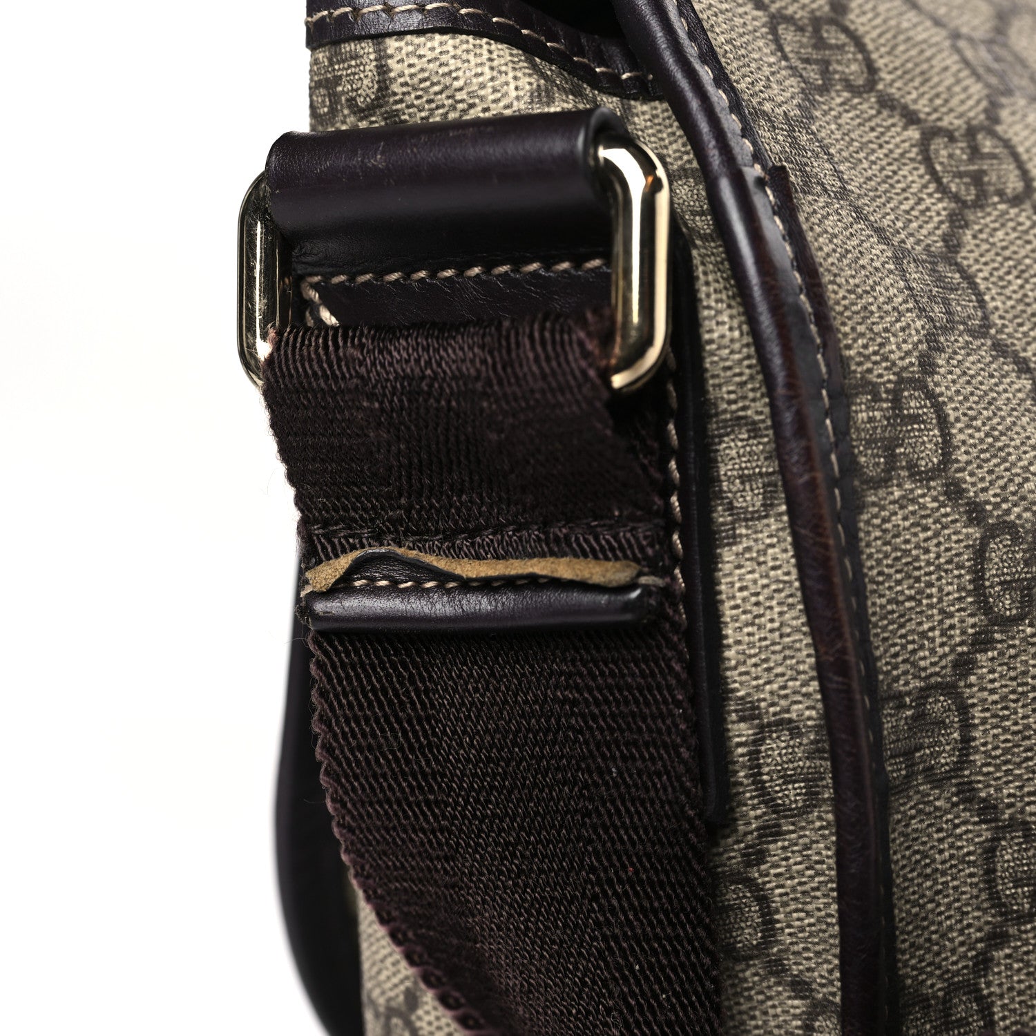 Gucci GG Plus Monogram Medium Double Buckle Flap Messenger Bag Beige Dark Brown 11 of 11