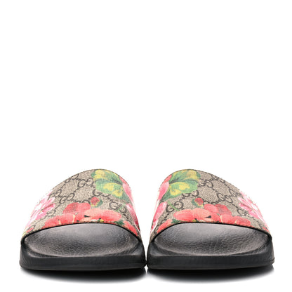 Gucci GG Supreme Monogram Blooms Slide Sandals 37 Beige Multicolor 2 of 14