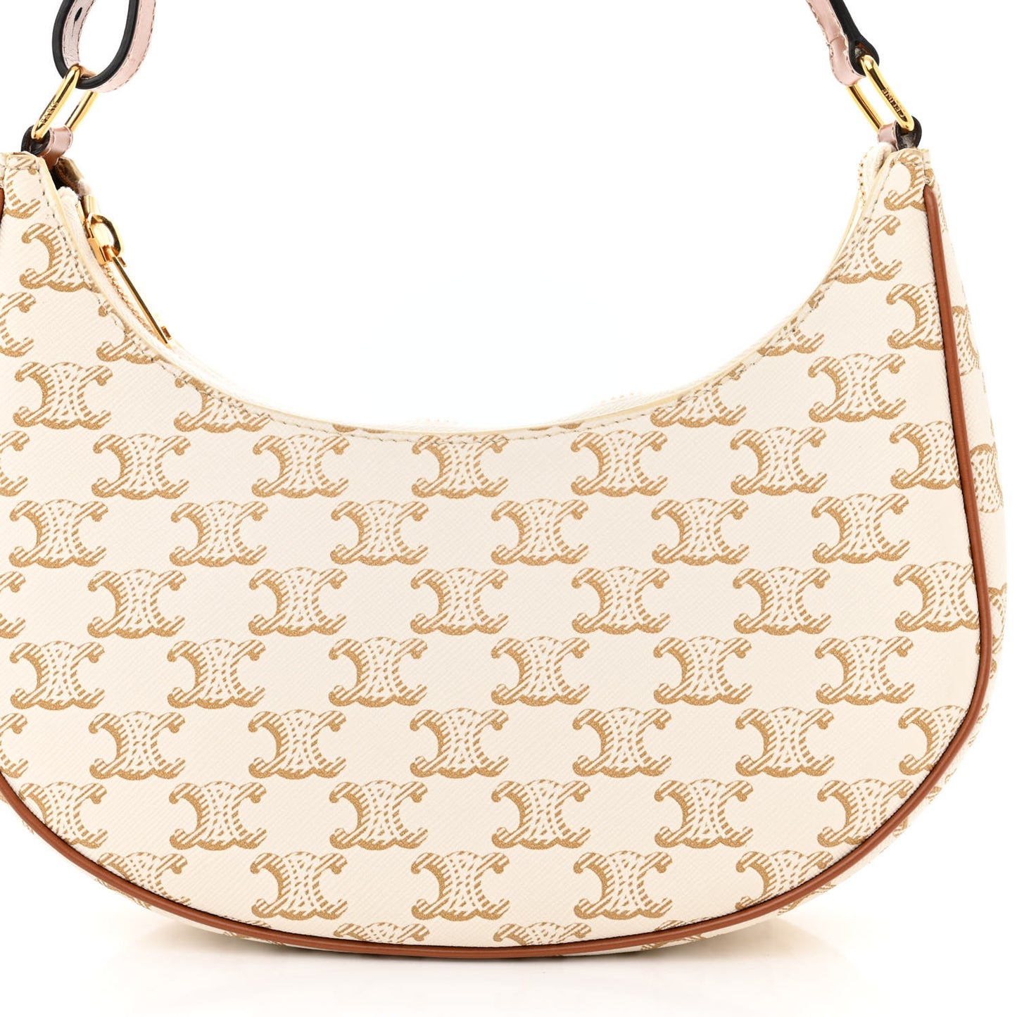 Canvas Calfskin Ava Triomphe Shoulder Bag White