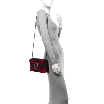 Gucci Velvet Skipper Crystal GG Monogram Small Dionysus Shoulder Bag Red Cipria Black Black Diamond 2 of 11