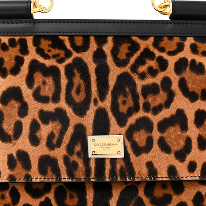 Dolce & Gabbana Calf Hair Leopard Print Small Miss Sicily Satchel Black 7 of 13