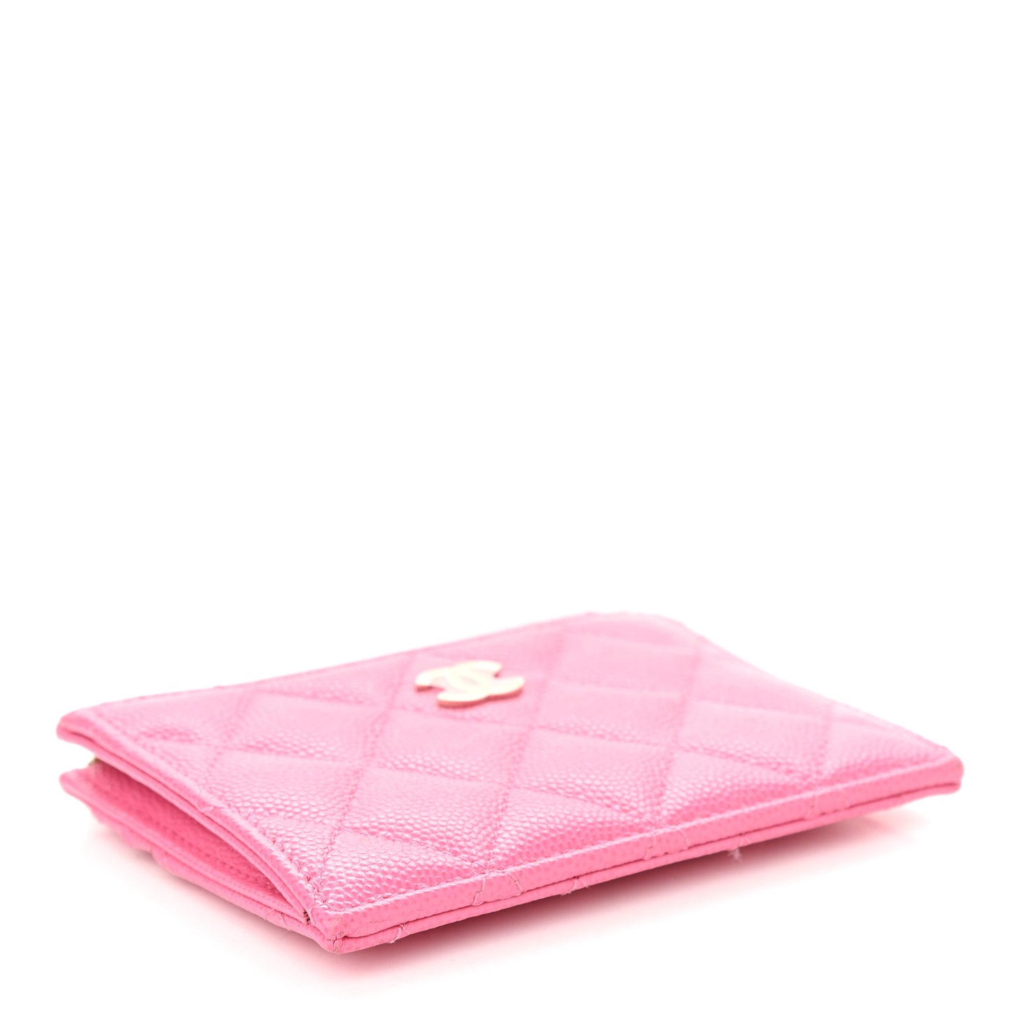 Caviar Quilted CC Zip Card Holder Pink