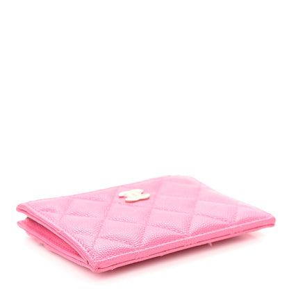 Chanel Caviar Quilted CC Zip Card Holder Pink 4 of 8