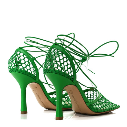 Bottega Veneta Mesh Nappa Stretch Ankle Tie 90mm Sandals 37.5 Grass 4 of 8