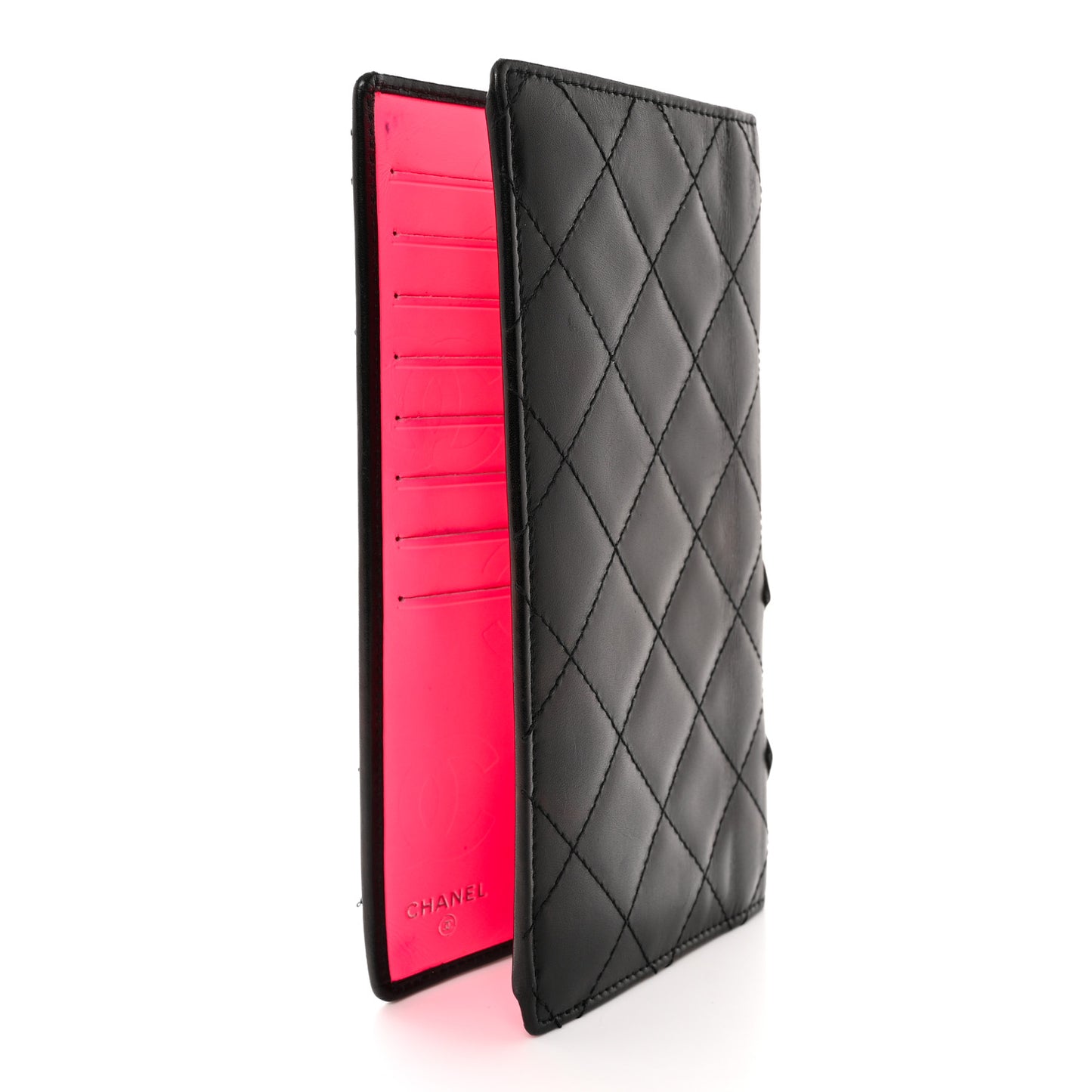 Calfskin Quilted Cambon Yen Wallet Black