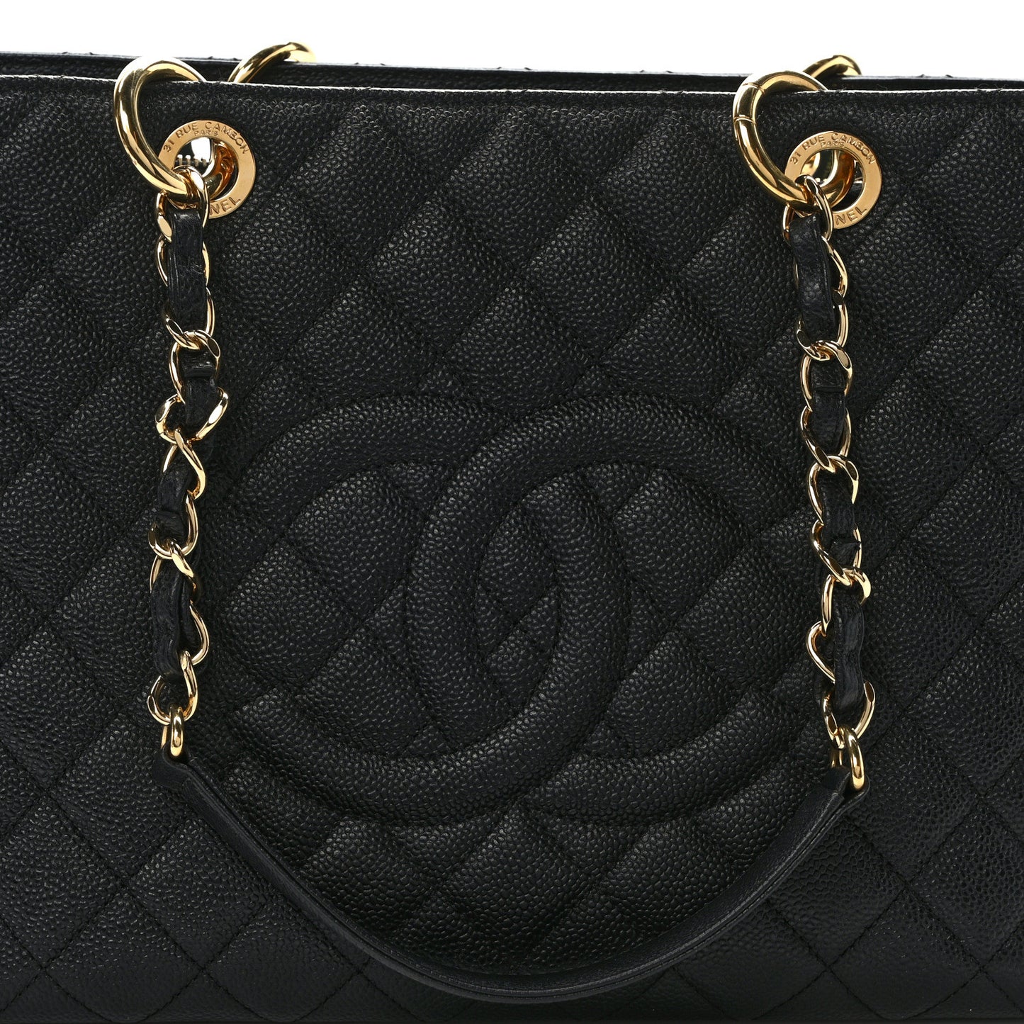 Caviar Quilted Grand Shopping Tote GST Black