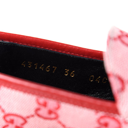 Gucci Canvas GG Monogram Horsebit Womens Jordaan Loafers 36 Gardenia Hibiscus Red 10 of 11