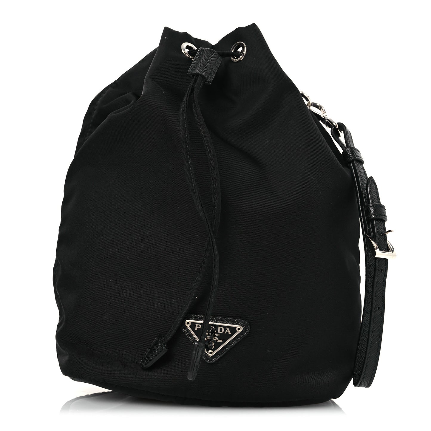 Nylon Vela Drawstring Wristlet Pouch Black