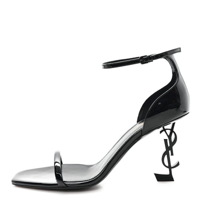 Saint Laurent Patent Calfskin Opyum 85 Sandals 39.5 Black 1 of 10