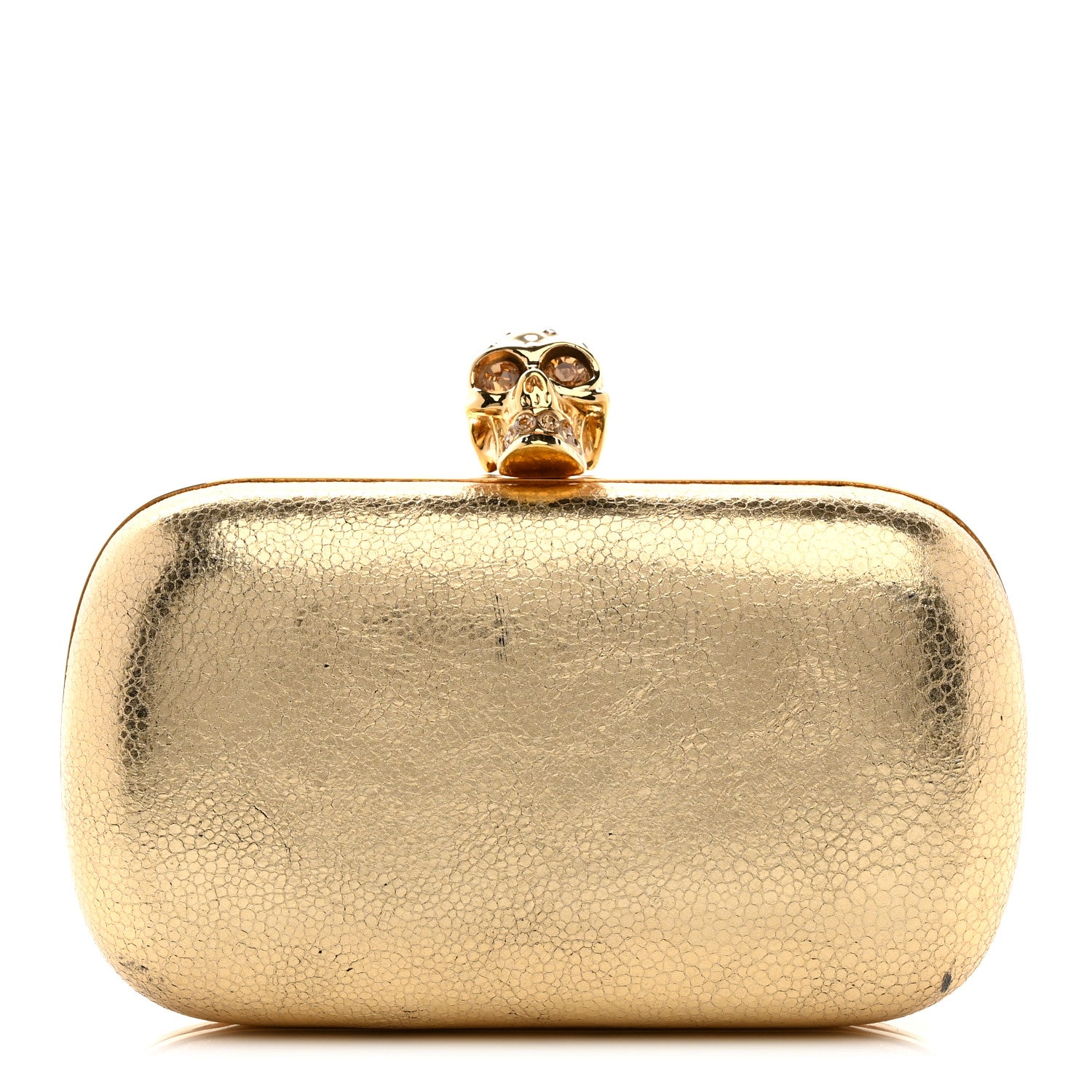 Alexander McQueen Metallic Nappa Skull Box Clutch Gold 1 of 11
