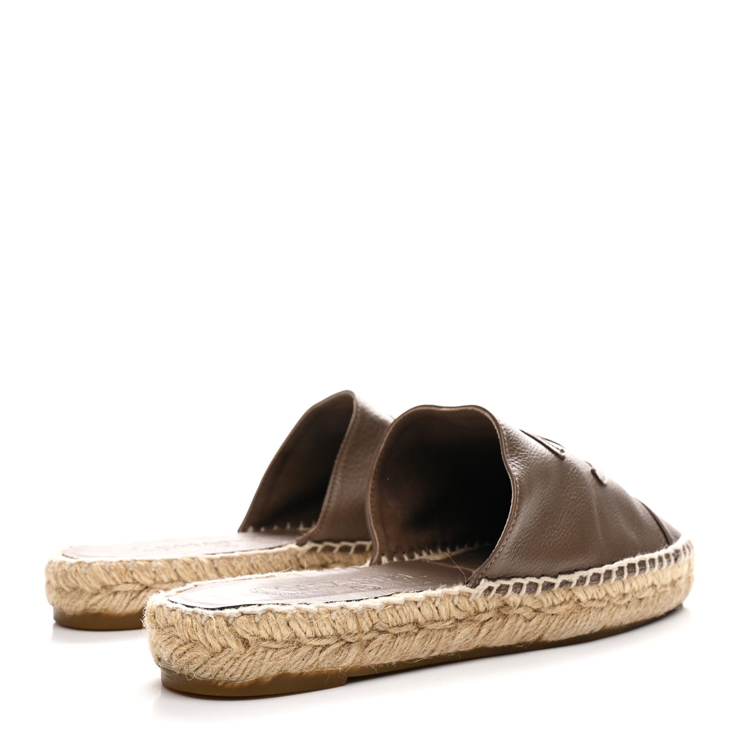 Calfskin CC Espadrille Mules 36 Dark Beige