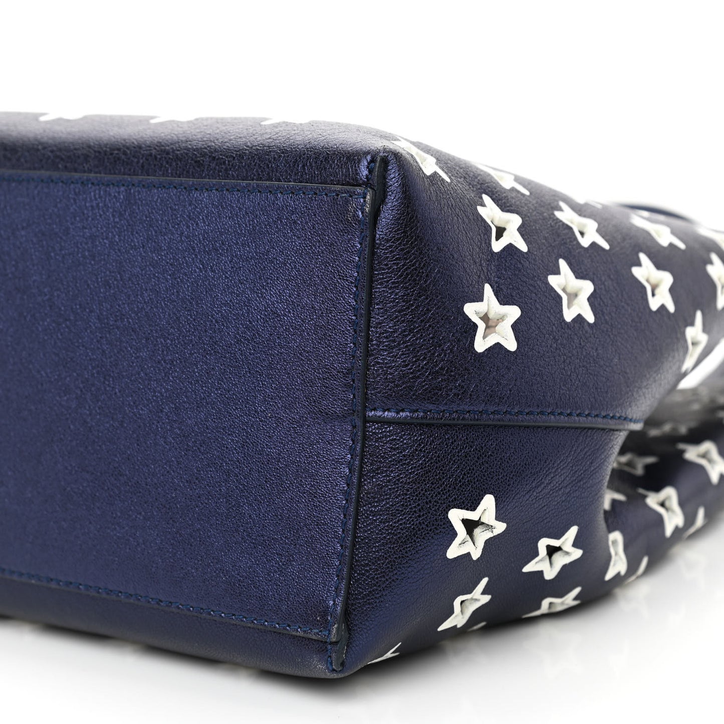 Metallic Nappa Perforated Star Sofia Shoulder Bag Navy White