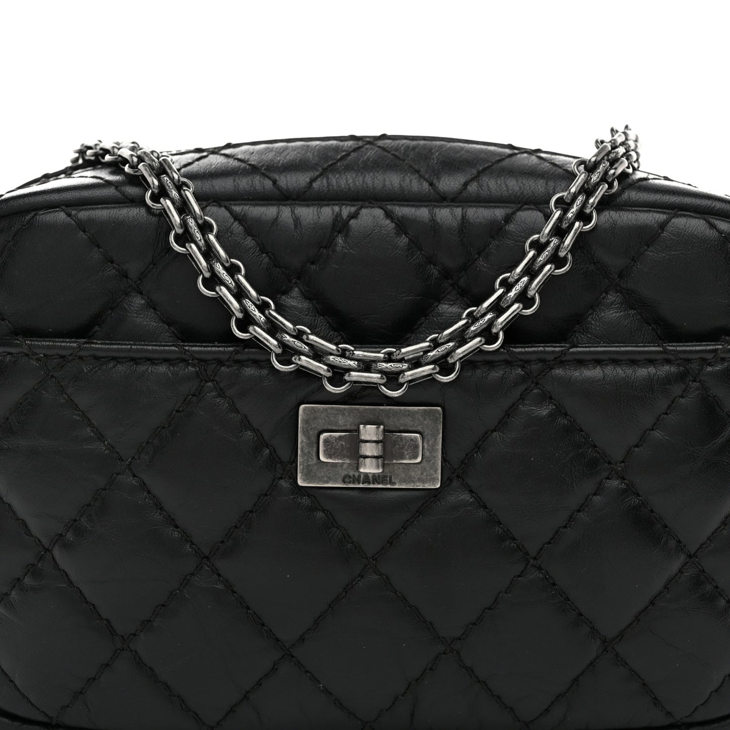 Aged Calfskin Quilted Mini Reissue Camera Case Black