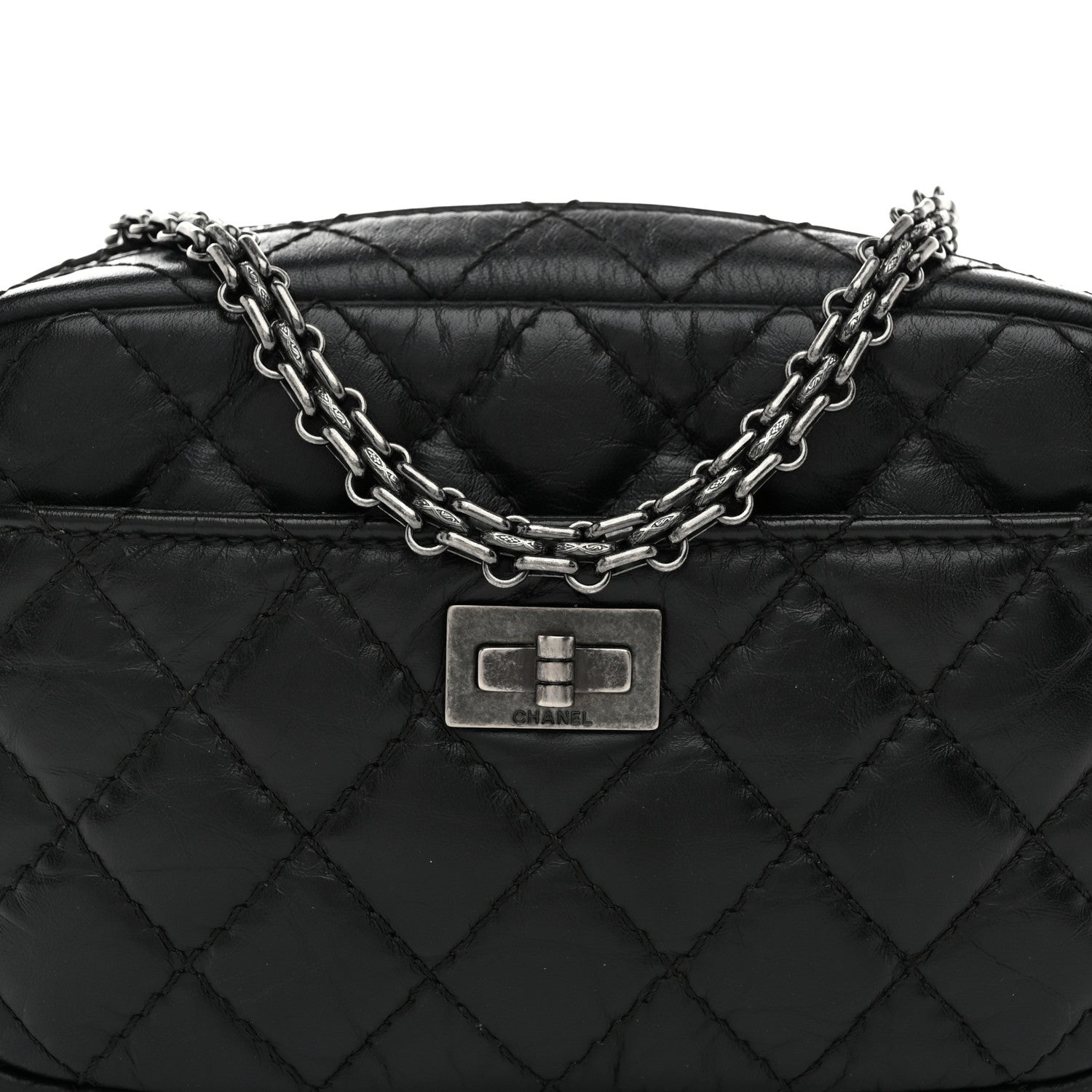 Chanel Aged Calfskin Quilted Mini Reissue Camera Case Black 8 of 10