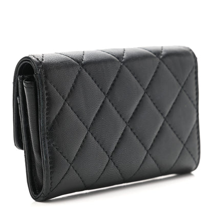 Chanel Lambskin Quilted CC Button Flap Card Holder Black 3 of 10