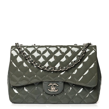 Chanel Patent Quilted Jumbo Single Flap Green 1 of 12