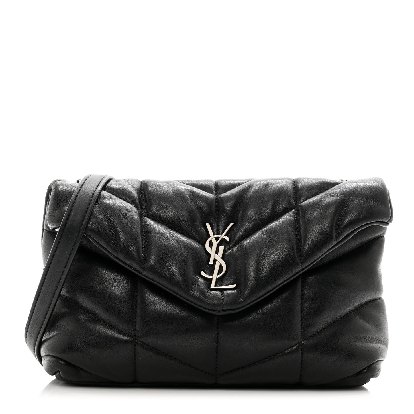 Lambskin Quilted Toy Loulou Puffer Monogram Chain Satchel Black
