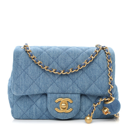Chanel Denim Quilted Mini Pearl Crush Flap Blue 1 of 9