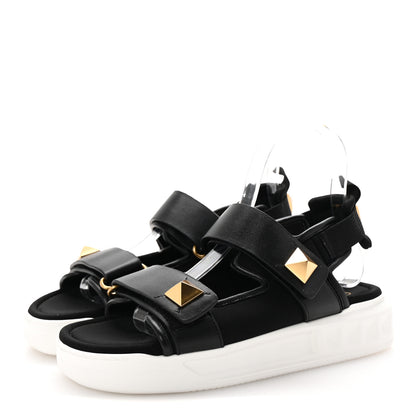 Valentino Garavani Nappa Neoprene Roman Stud Velcro Sandals 36 Black 4 of 8