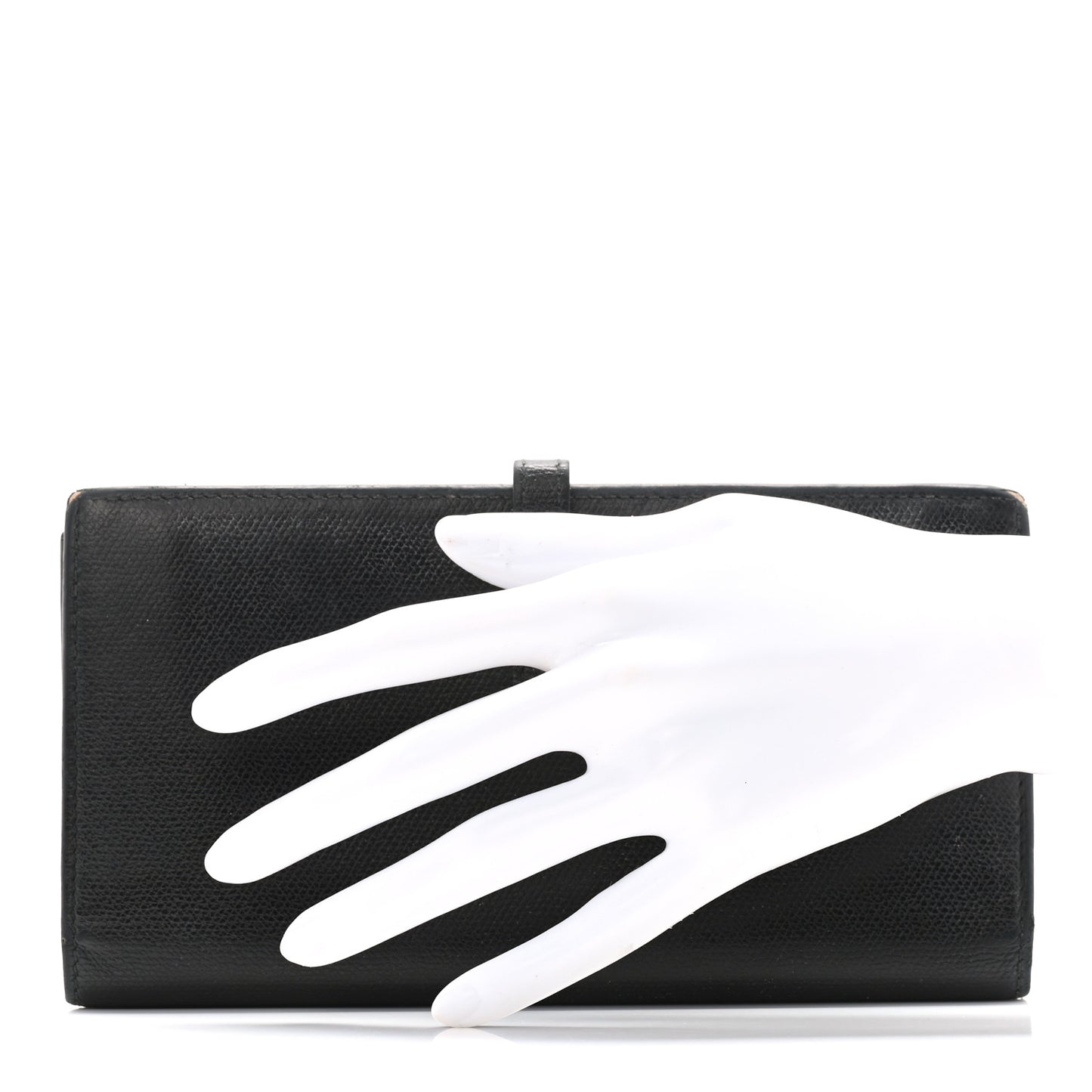 Grained Calfskin CC Button Long Wallet Black