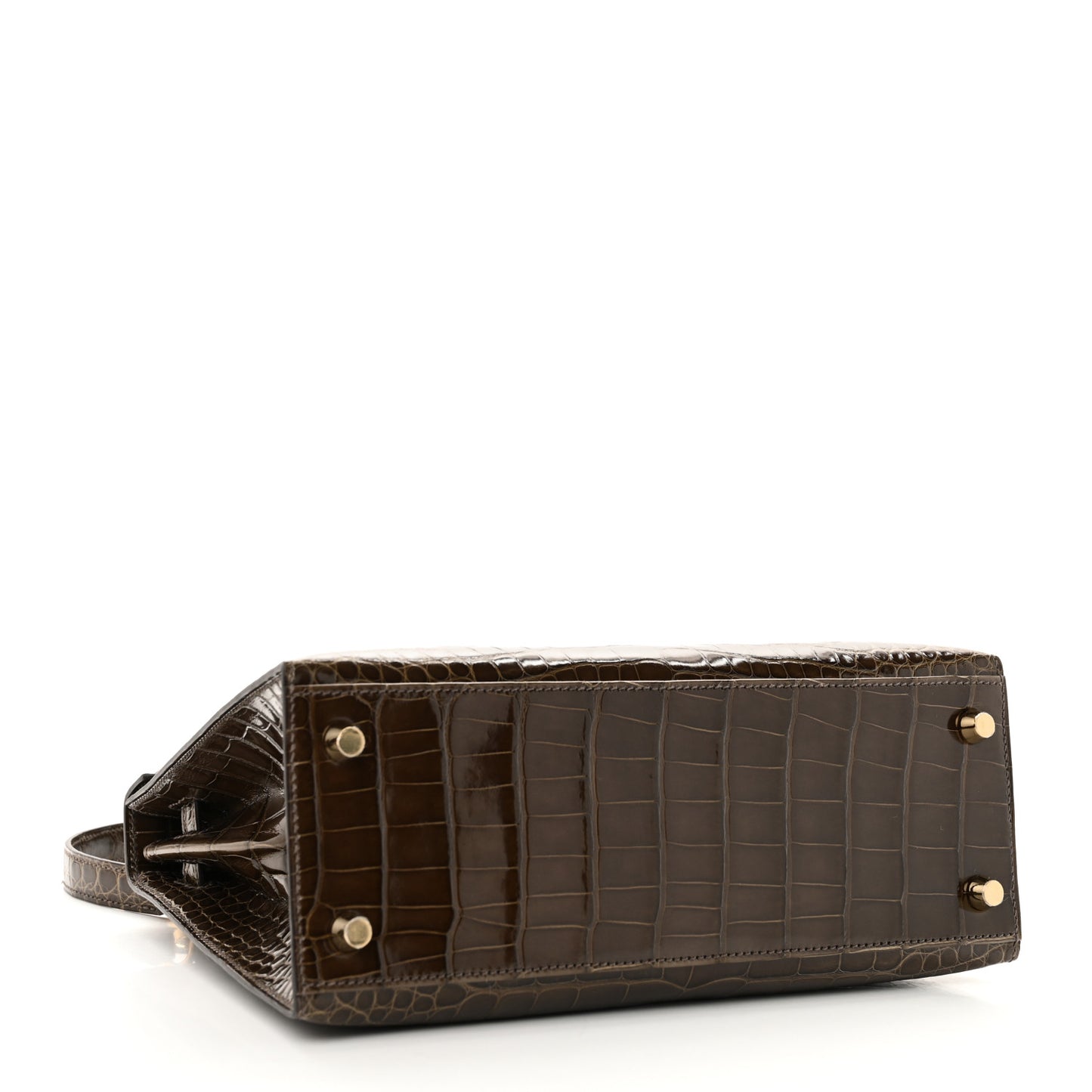Shiny Alligator Kelly Sellier 25 Gris Elephant