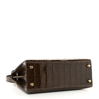 Hermes Shiny Alligator Kelly Sellier 25 Gris Elephant 4 of 11