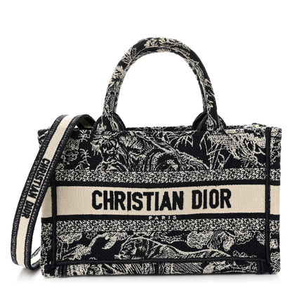 Christian Dior Canvas Embroidered Toile De Jouy Reverse Mini Book Tote With Strap Blue Multicolor 1 of 10