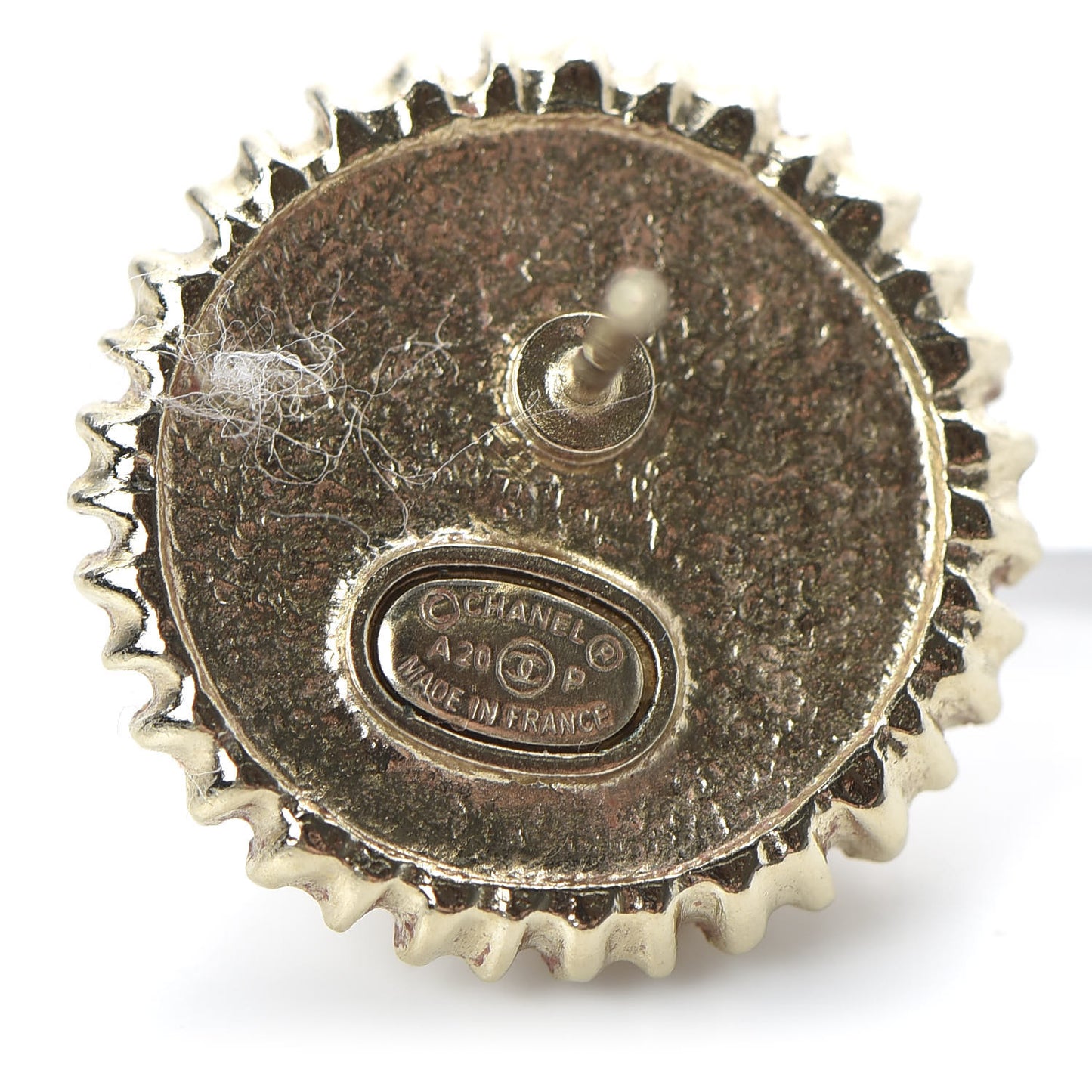 Crystal Pearl CC Round Earrings Gold Pearly White Black