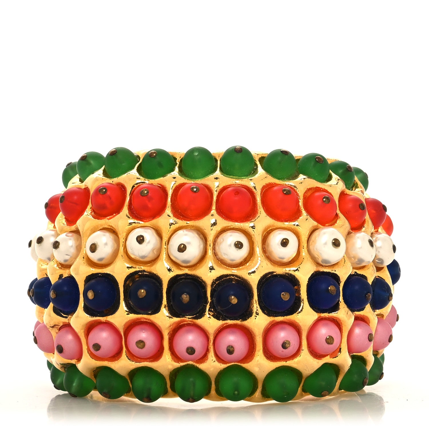 Chanel Metal Beaded Cuff Gold Multicolor 1 of 4