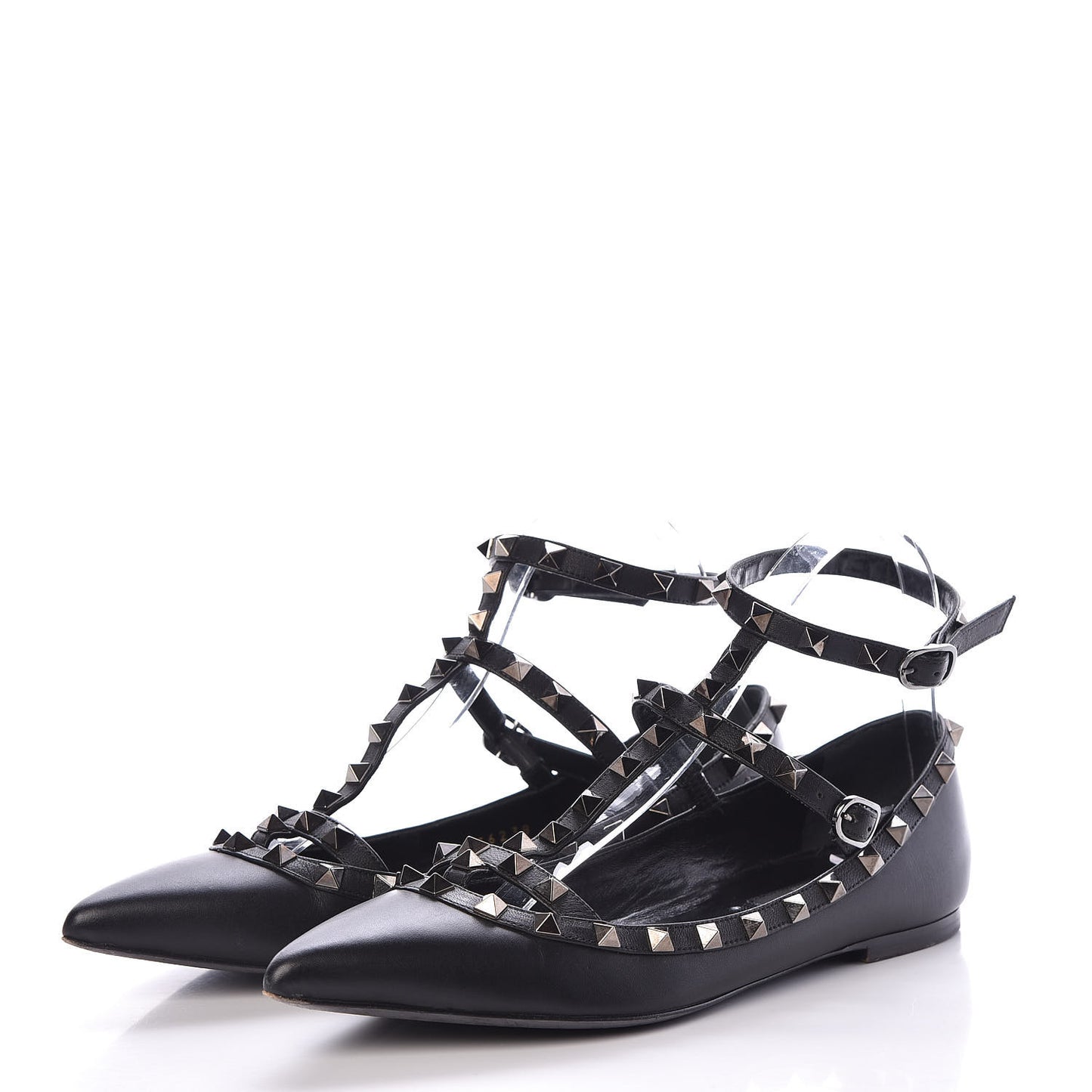 Nappa Rockstud Cage Ballerina Flats 38 Black