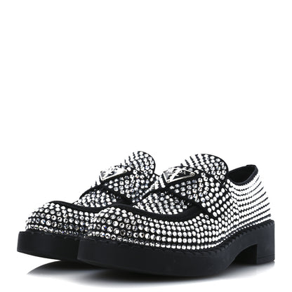 Prada Satin Crystal Metal Triangle Logo 50mm Loafers 37.5 Cristal 4 of 11