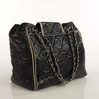 Chanel Lambskin Large North South Accordion Tote Black 3 of 7